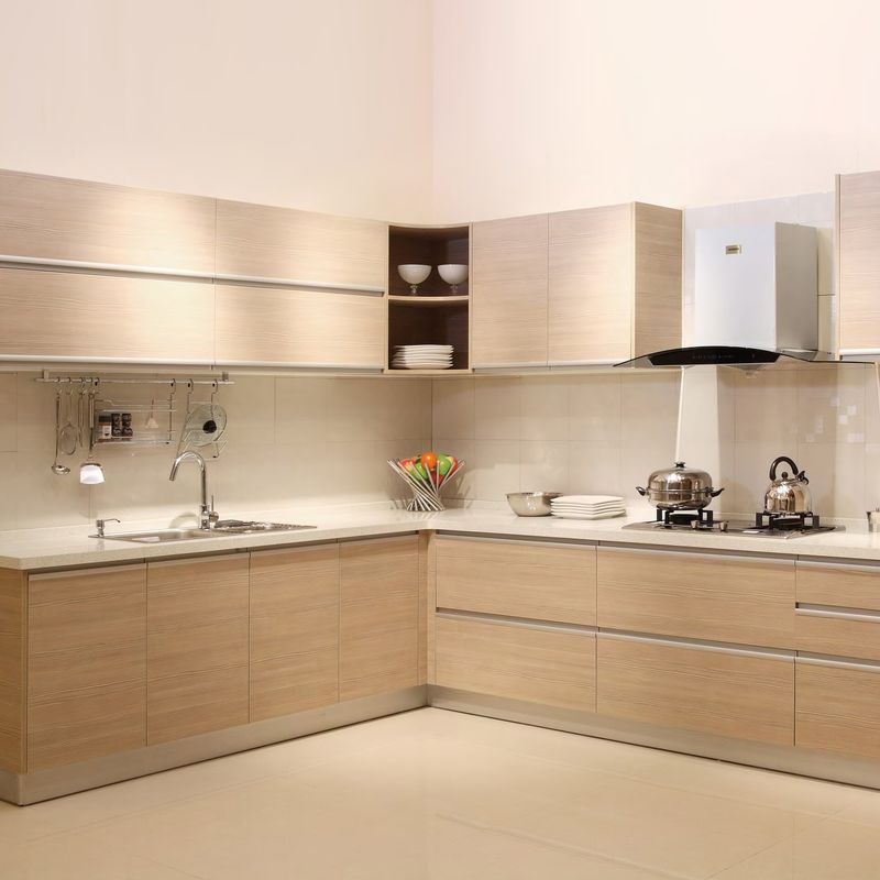 Tủ bếp MDF phủ melamine màu trung tính
