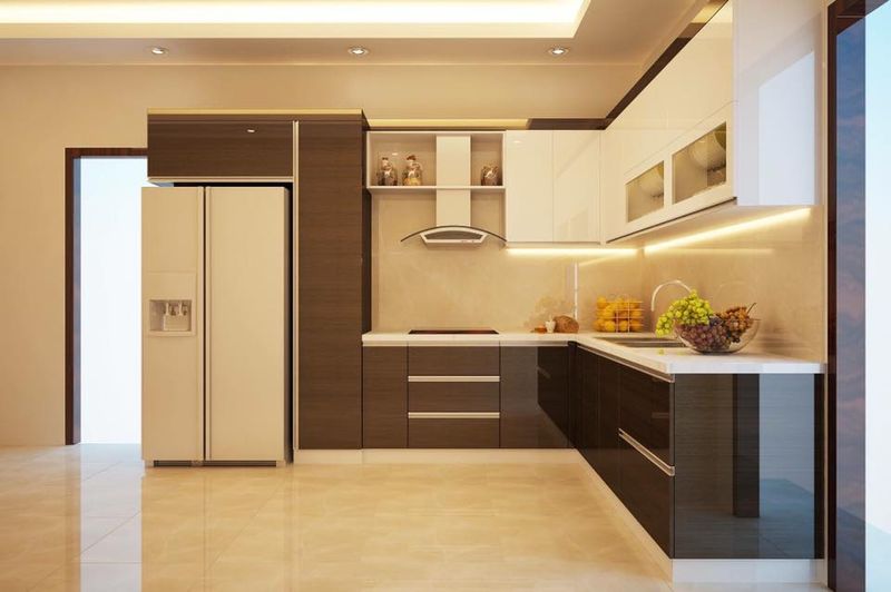 Tủ bếp gỗ hướng ngăn đẹp