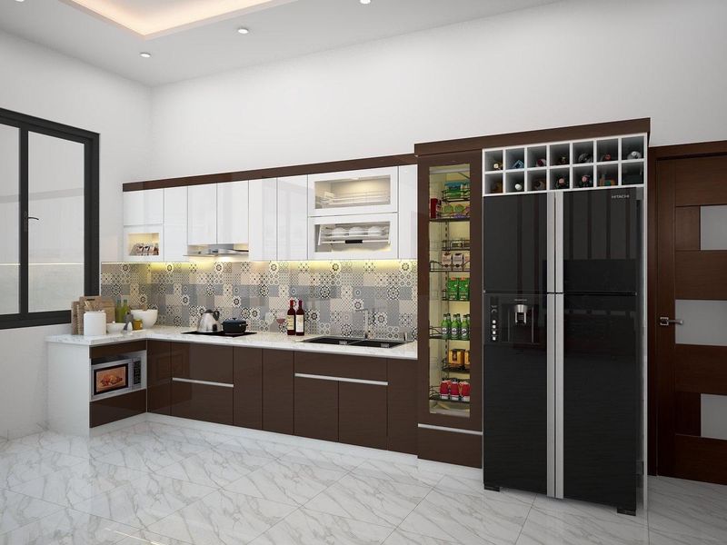 Mẫu tủ bếp đẹp hiện đại gỗ công nghiệp LG
