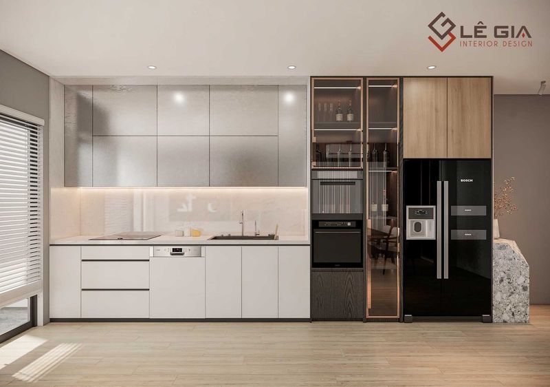 Mẫu tủ bếp acrylic hiện đại