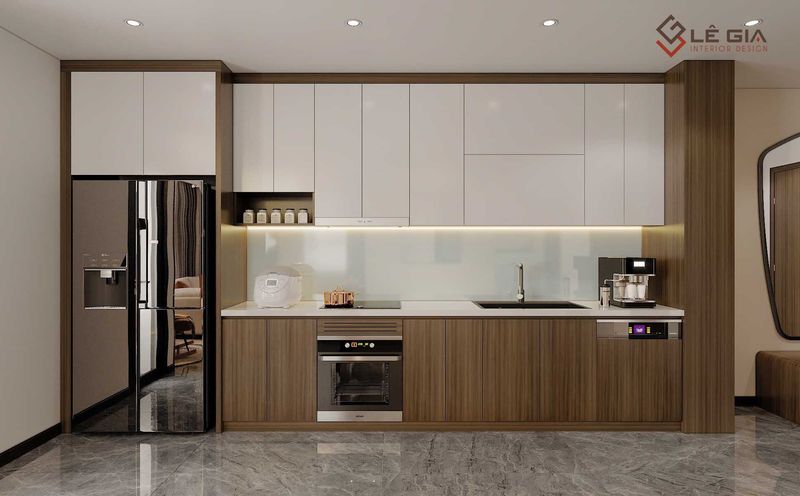 Mẫu tủ bếp đẹp hiện đại gỗ công nghiệp LG