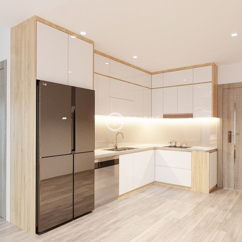 Mẫu tủ bếp MDF hiện đại với thiết kế tối giản
