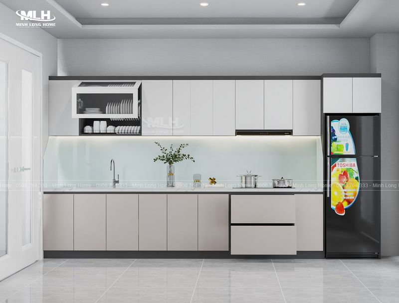 Tủ bếp gỗ công nghiệp MDF phủ laminate