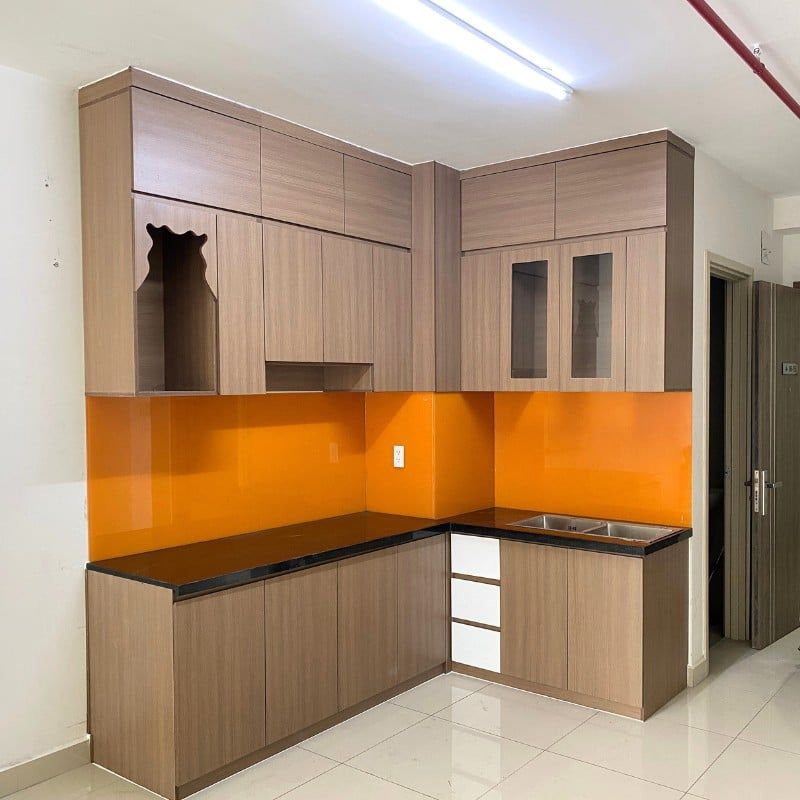 Hình ảnh tủ bếp MDF chống ẩm, tối giản