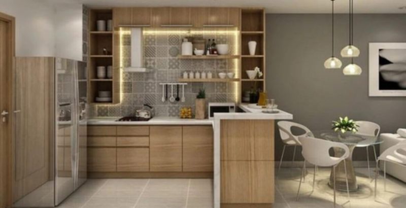 Tủ Bếp Chung Cư Tiện Nghi 3 Hình ảnh mô phỏng tủ bếp chữ L