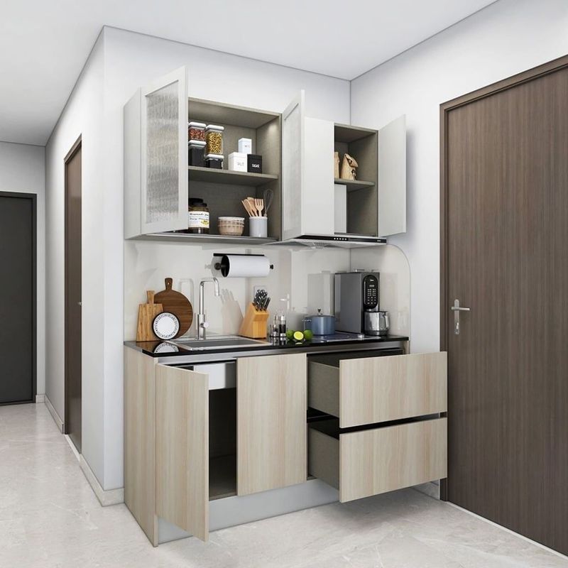 Tủ Bếp Chung Cư Đa Năng 3 Tủ bếp chữ L đa năng