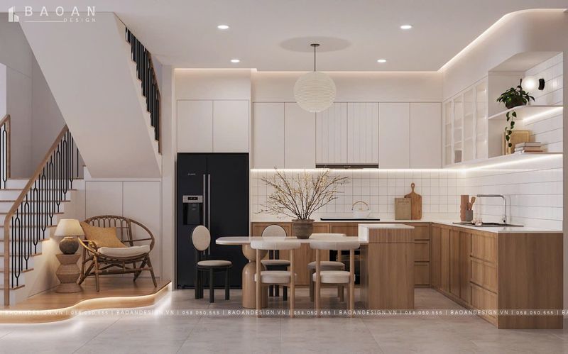 Tủ bếp chữ L hiện đại