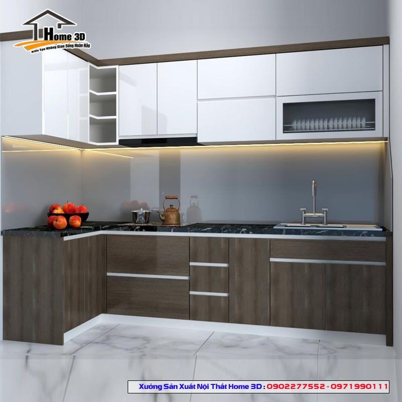 Mẫu tủ bếp chữ L đẹp
