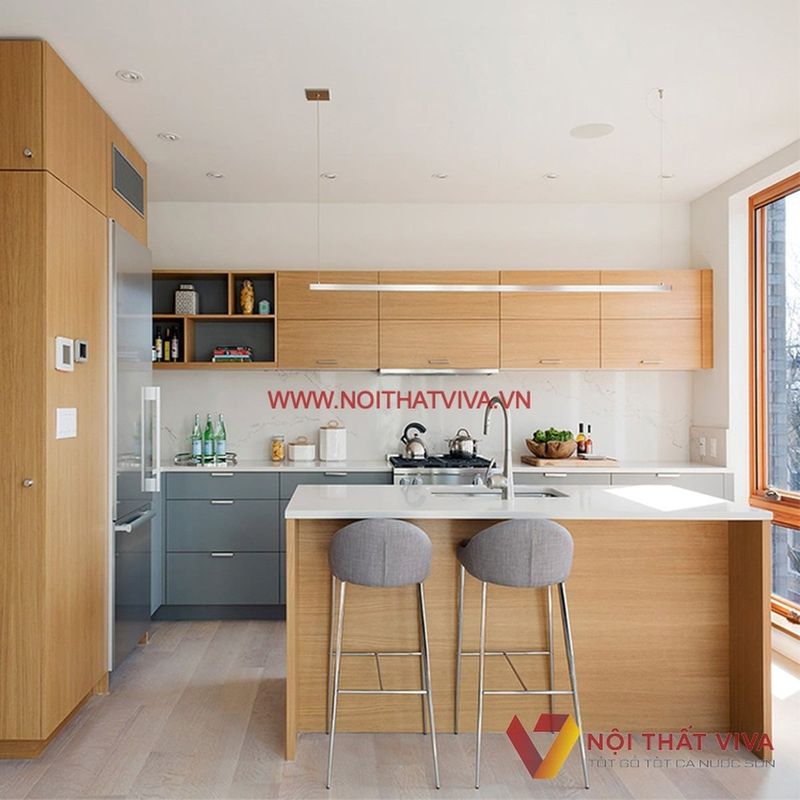 Tủ bếp kết hợp đá, hiện đại, đẳng cấp