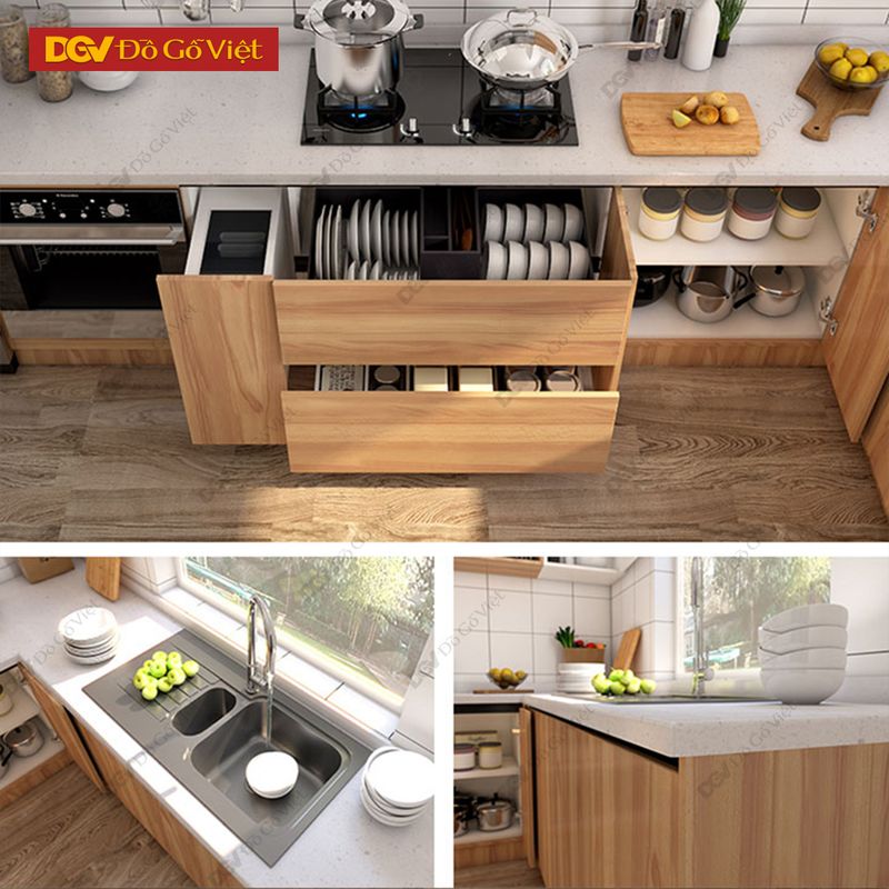 Tủ bếp MDF kiểu góc L