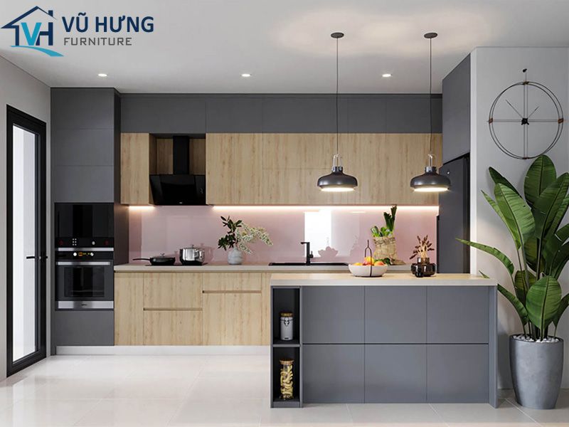 Phối màu tủ bếp melamine