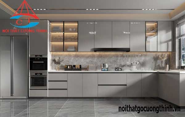 Lắp đặt tủ bếp gỗ nhựa hình chữ L
