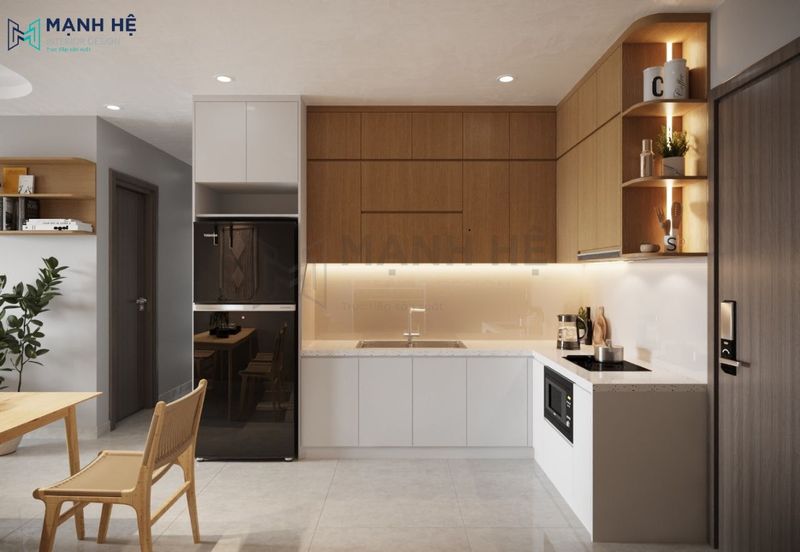 Thiết kế nội thất phòng khách liên bếp