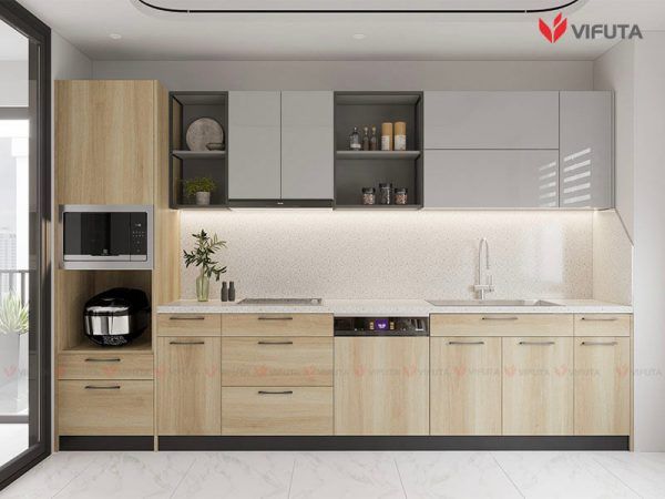 Tủ bếp chữ I đẹp cho không gian tiện nghi