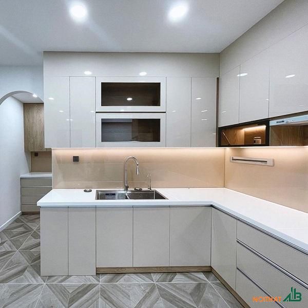 Tủ bếp MDF phủ acrylic cánh phủ acrylic cao cấp