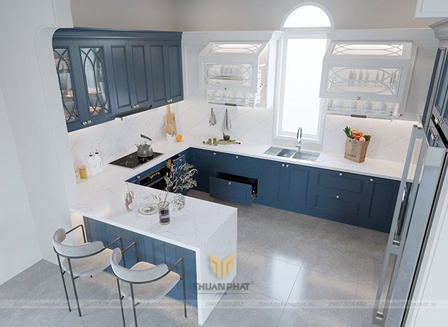 Hình ảnh tủ bếp MDF phun sơn bóng đẹp mắt