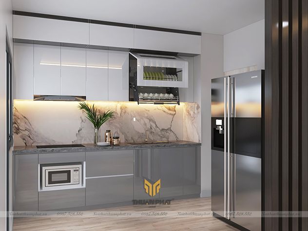 Tủ bếp acrylic cao cấp màu sáng
