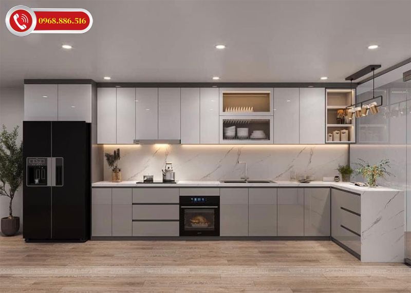 Tủ bếp chữ L đẹp