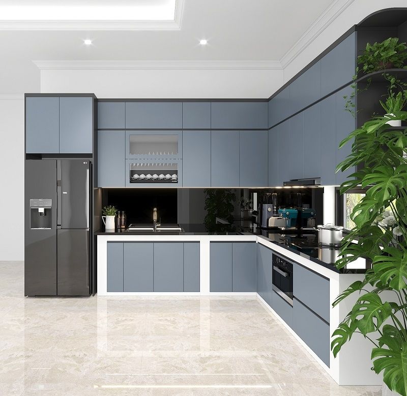 Tủ bếp chữ L hiện đại 424t