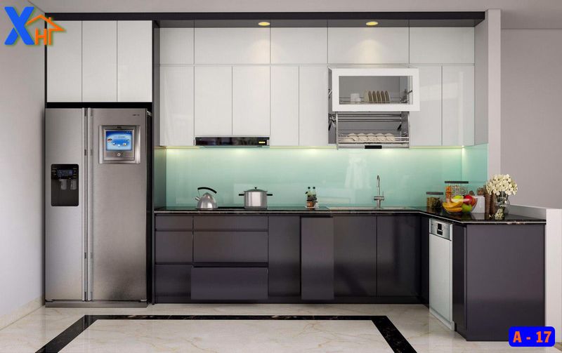 Tủ Bếp Acrylic Chung Cư 4 Tủ bếp acrylic màu trắng sáng