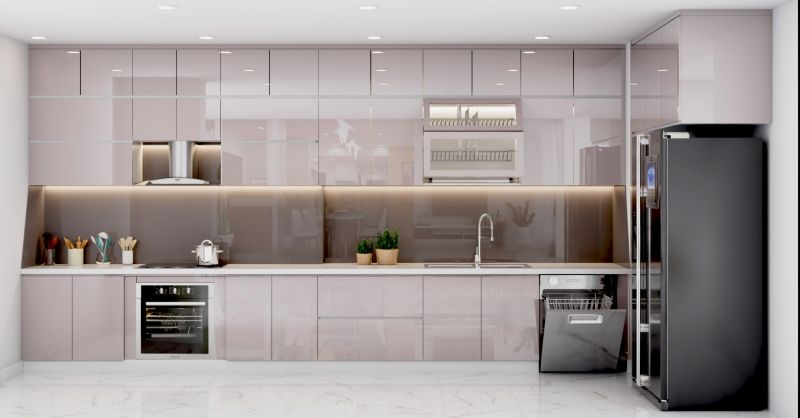 Tủ Bếp Chữ I Chung Cư 9 Tủ bếp gỗ acrylic