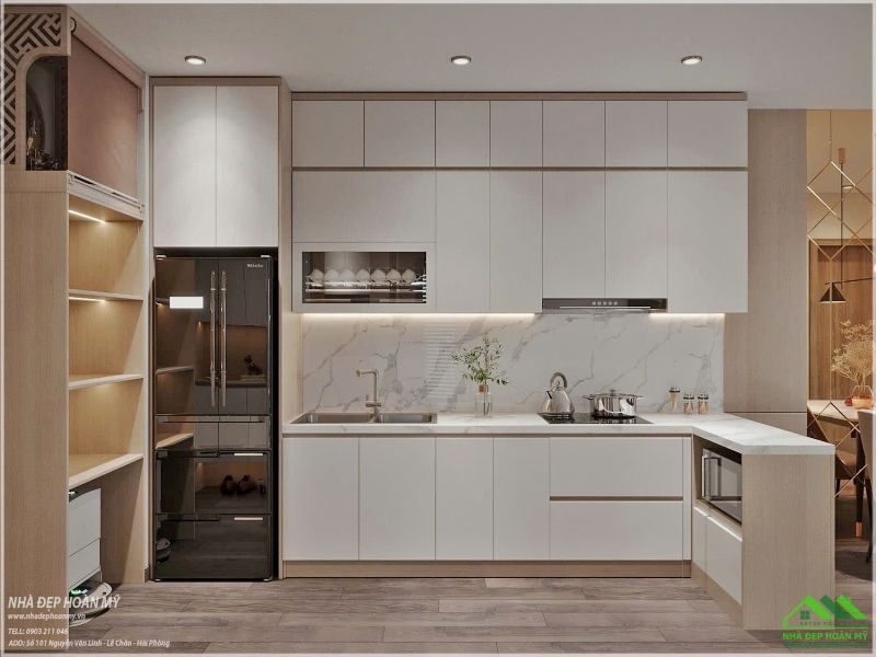 Tủ bếp chung cư hoàng huy phong cách sáng tạo, tiện nghi