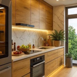 Tủ bếp gỗ công nghiệp