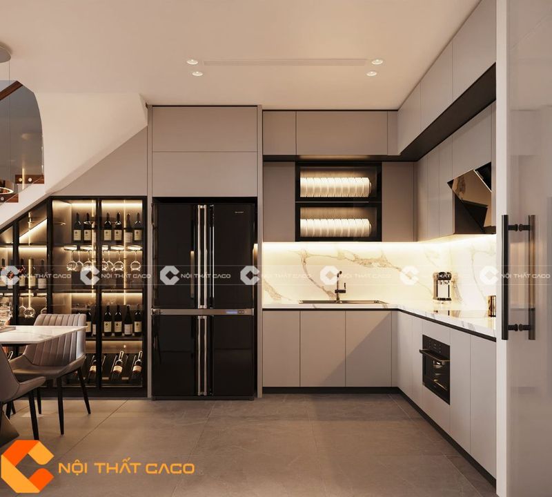 Tủ bếp gỗ công nghiệp