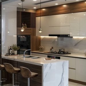 Tủ bếp gỗ đẹp cho nhà phố