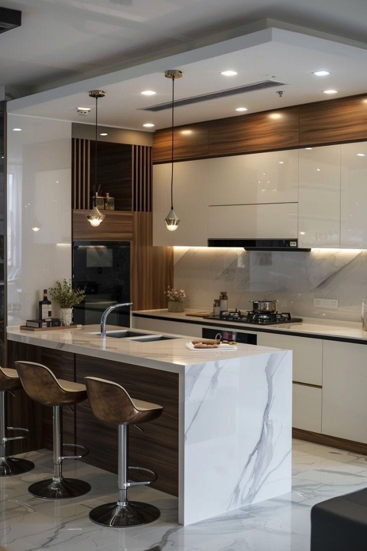 Tủ bếp gỗ đẹp cho nhà phố