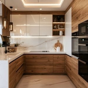 Tủ bếp gỗ đẹp cho nhà phố