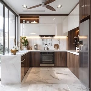 Tủ bếp gỗ đẹp cho nhà phố