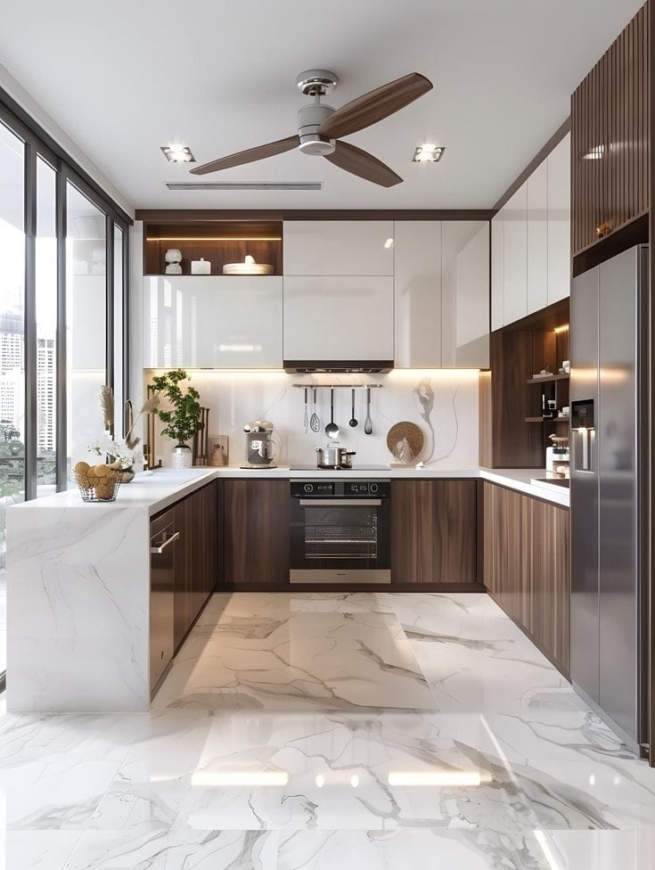 Tủ bếp gỗ đẹp cho nhà phố