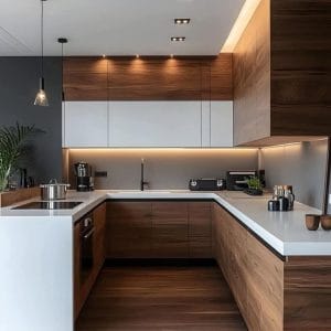 Tủ bếp gỗ đẹp cho nhà phố