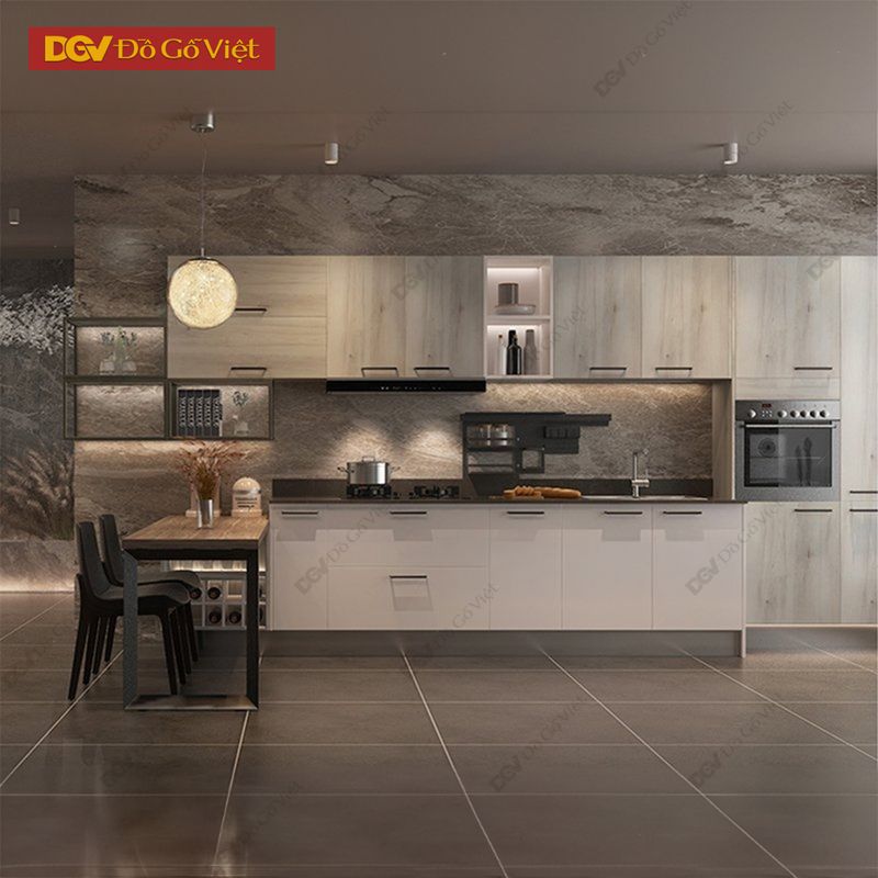 Tủ bếp MDF màu sáng