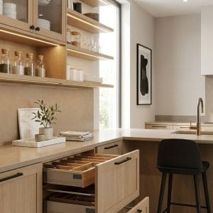 Tủ bếp gỗ tiện nghi