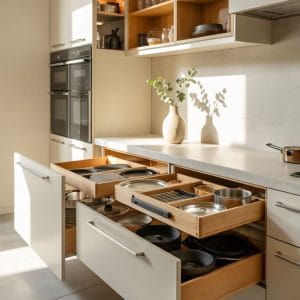 Tủ bếp gỗ tiện nghi