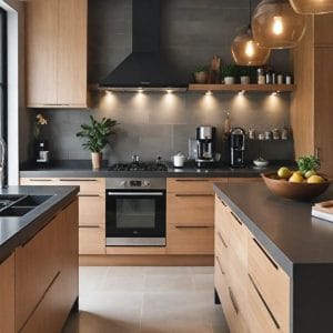 Tủ bếp gỗ tự nhiên sang trọng