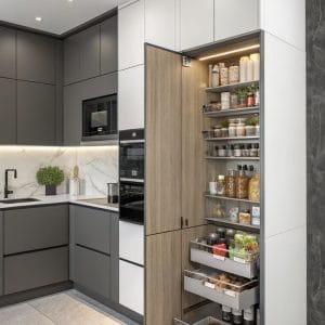 Tủ bếp gọn gàng