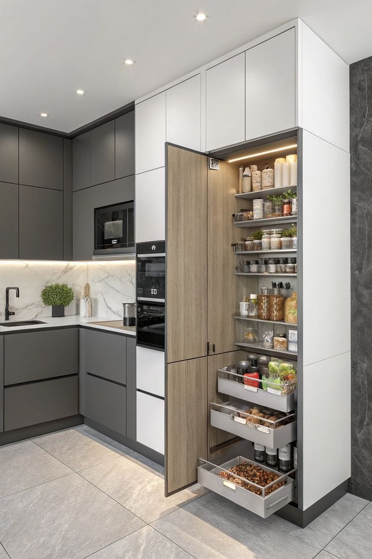 Tủ bếp gọn gàng