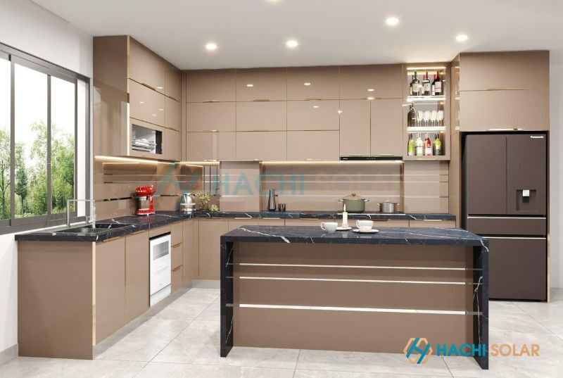 Tủ Bếp Chung Cư Đa Năng 4 Tủ bếp inox cánh kính