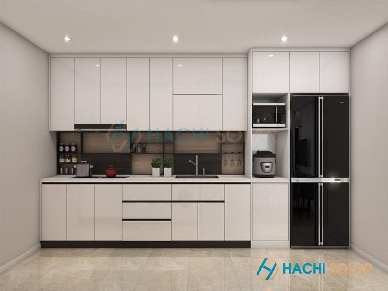 Tủ Bếp Chữ I Chung Cư 6 Tủ bếp màu trắng