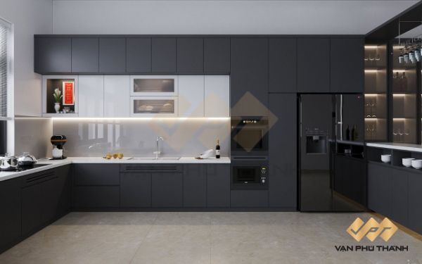 Tủ bếp MDF lõi xanh hiện đại