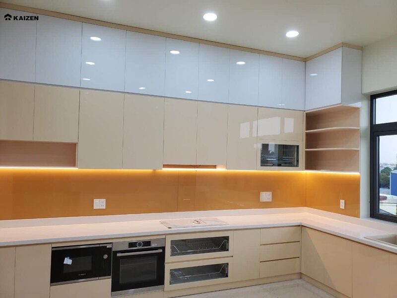 Tủ bếp MDF hiện đại tối giản