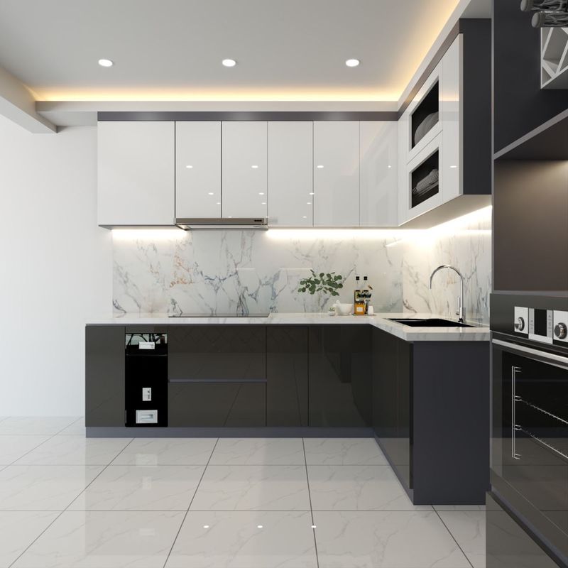 Tủ bếp acrylic bóng cao cấp